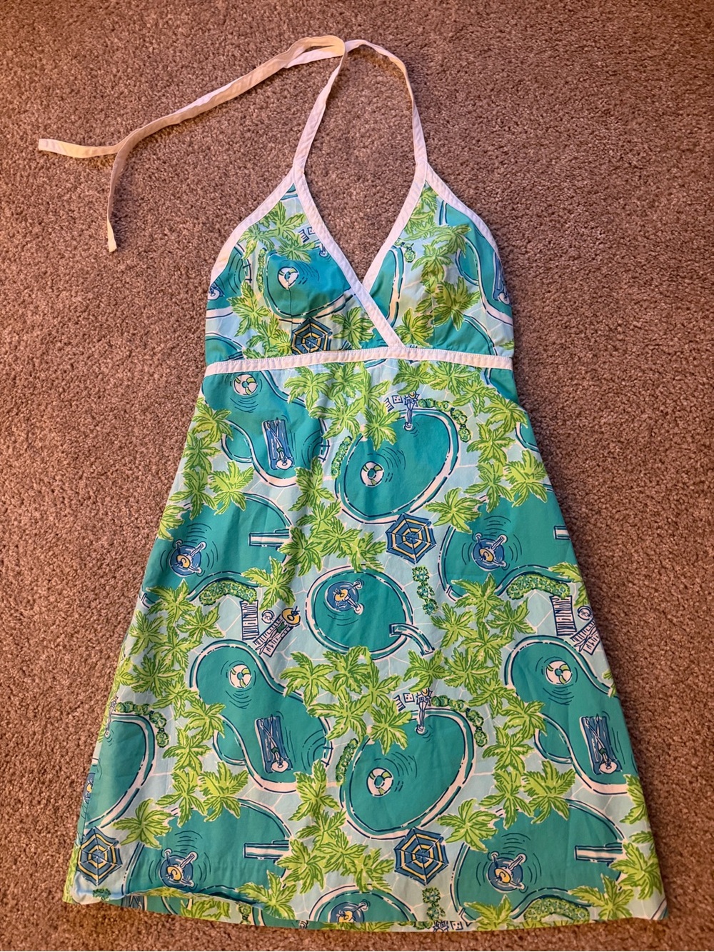 Lilly Pulitzer white label vintage halter dress “pool hoppers” size 2